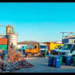 Schrotthandel Wuppertal: Arbeiter sortieren Schrottmetall, was eine professionelle Arbeitsatmosphäre erzeugt.