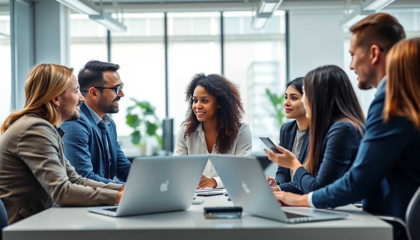 Headhunter IT interacting with candidates in a modern office setting