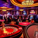 VVJL casino scene with vibrant gaming activities, including roulette and slot machines.