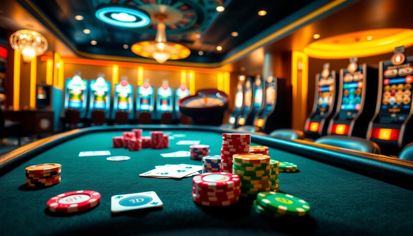 Experience the thrill of betting at MM88 COM with vibrant casino gaming tables and exciting slot machines.