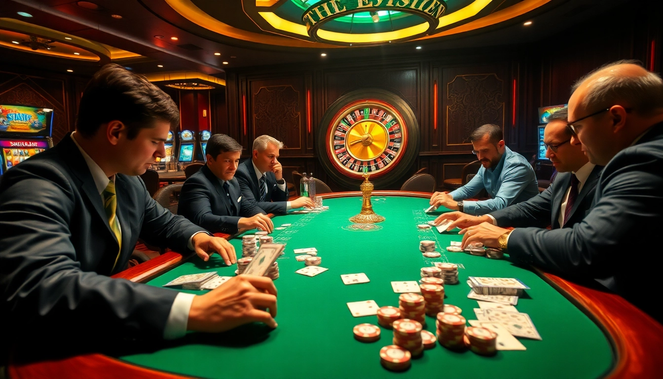 Players engaging in the thrilling 88i game at a high-stakes poker table with colorful chips and cards.